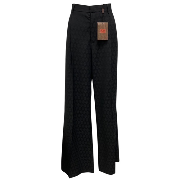 ETRO BLACK 2024 PATTERN JACQUARD WIDE LEG TROUSERS